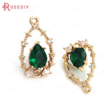 6PCS High Champagne Brass Zircon 2 Holes Drop Shape Charms Pendants