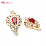 6PCS Champagne Brass Zircon Glass Drop Shape Charms Pendants