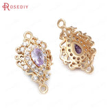 6PCS Champagne Brass Zircon Glass Drop Shape Charms Pendants
