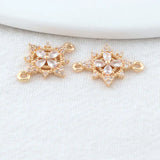 6PCS 13.5*18MM 14K Brass Flowers Connect Charms Pendants