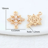6PCS 13.5*18MM 14K Brass Flowers Connect Charms Pendants
