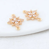 6PCS 13.5*18MM 14K Brass Flowers Connect Charms Pendants