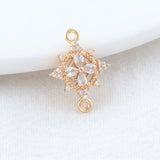 6PCS 13.5*18MM 14K Brass Flowers Connect Charms Pendants