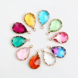 6PCS Gradient Crystal Glass Drop Pendant Charms for Jewelry Making