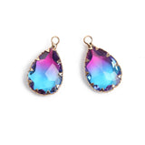 6PCS Gradient Crystal Glass Drop Pendant Charms for Jewelry Making