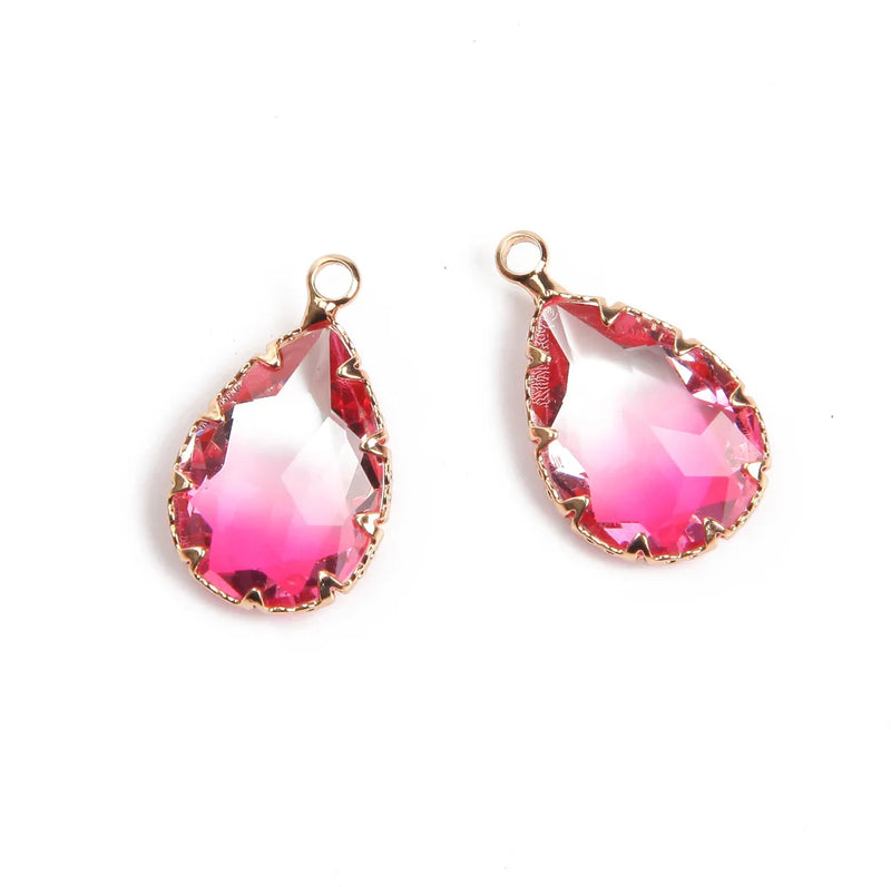 6PCS Gradient Crystal Glass Drop Pendant Charms for Jewelry Making