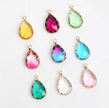 6PCS Gradient Crystal Glass Drop Pendant Charms for Jewelry Making