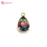 6PCS Champagne Brass and Glass Rainbow Drop Charms Pendants DIY Accessories