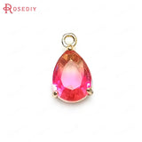 6PCS Champagne Brass and Glass Rainbow Drop Charms Pendants DIY Accessories