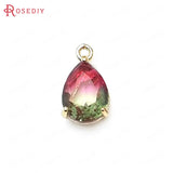 6PCS Champagne Brass and Glass Rainbow Drop Charms Pendants DIY Accessories
