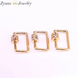 6PCS Colorful CZ Screw Clasp 14x20mm Micro Pave Charm Jewelry Component