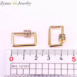 6PCS Colorful CZ Screw Clasp 14x20mm Micro Pave Charm Jewelry Component