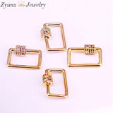 6PCS Colorful CZ Screw Clasp 14x20mm Micro Pave Charm Jewelry Component