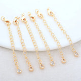 6PCS 14K Brass Zircon Drop Extender Chain Lobster Clasps Jewelry Accessories