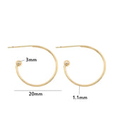 6PCS 14K Plated 20MM Hoop Earrings Hook Brass Earring Findings