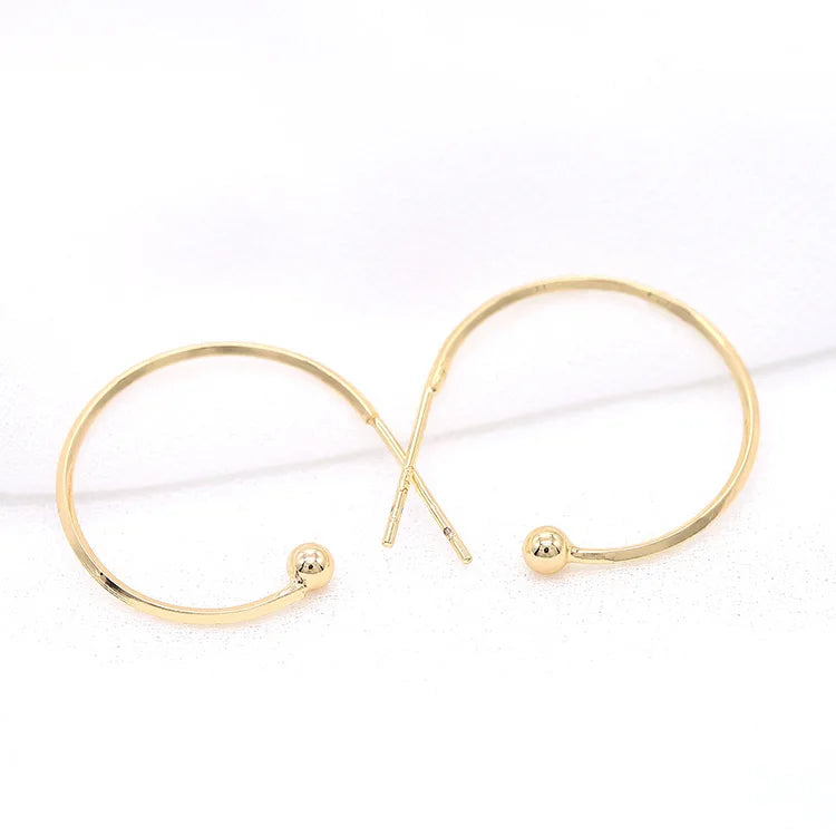 6PCS 14K Plated 20MM Hoop Earrings Hook Brass Earring Findings