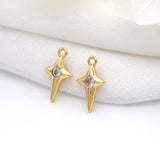 6PCS 14K Plated Brass Zircon Charms Pendants Jewelry Making Supplies