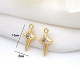 6PCS 14K Plated Brass Zircon Charms Pendants Jewelry Making Supplies
