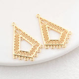 6PCS 14K Plated Flower Heart Square Shape 5 Holes Connect Charms Pendants