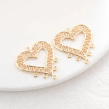 6PCS 14K Plated Flower Heart Square Shape 5 Holes Connect Charms Pendants