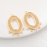 6PCS 14K Plated Flower Heart Square Shape 5 Holes Connect Charms Pendants