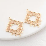 6PCS 14K Plated Flower Heart Square Shape 5 Holes Connect Charms Pendants