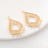 6PCS 14K Plated Flower Heart Square Shape 5 Holes Connect Charms Pendants