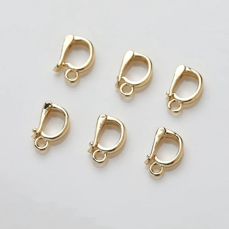 6PCS 14K Plated Brass Buckle Pendant Clasp Necklace DIY Making Supplies