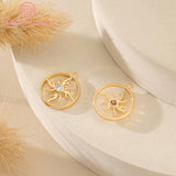 6PCS 14MM 24K Brass Round Sun Charms DIY Jewelry Findings