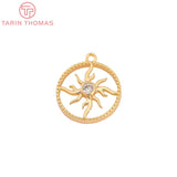 6PCS 14MM 24K Brass Round Sun Charms DIY Jewelry Findings