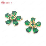 6PCS Champagne Brass & Glass Plum Flower Charms Pendants DIY Jewelry Findin