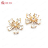 6PCS Champagne Brass & Glass Plum Flower Charms Pendants DIY Jewelry Findin
