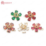 6PCS Champagne Brass & Glass Plum Flower Charms Pendants DIY Jewelry Findin