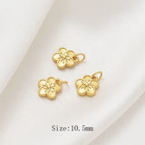 6PCS 14k Plated Flower Mini Charms for Jewelry Making DIY Supplies