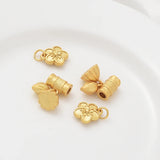 6PCS 14k Plated Flower Mini Charms for Jewelry Making DIY Supplies