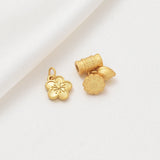6PCS 14k Plated Flower Mini Charms for Jewelry Making DIY Supplies