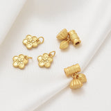 6PCS 14k Plated Flower Mini Charms for Jewelry Making DIY Supplies