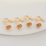 6PCS 14K Brass Rose Charms Pendants for Jewelry DIY