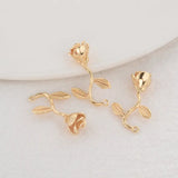 6PCS 14K Brass Rose Charms Pendants for Jewelry DIY