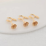 6PCS 14K Brass Rose Charms Pendants for Jewelry DIY