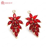 6PCS 14x25MM High Champagne Brass Zircon Tree Leaf Charms Pendants
