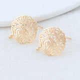 6PCS 15*17MM 14K Plated Brass Stud Earrings DIY Jewelry Making Finding