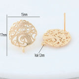 6PCS 15*17MM 14K Plated Brass Stud Earrings DIY Jewelry Making Finding