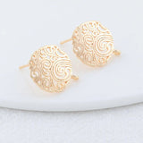 6PCS 15*17MM 14K Plated Brass Stud Earrings DIY Jewelry Making Finding