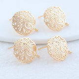 6PCS 15*17MM 14K Plated Brass Stud Earrings DIY Jewelry Making Finding