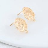 6PCS 15*17MM 14K Plated Brass Stud Earrings DIY Jewelry Making Finding