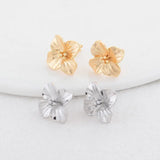 6PCS 14K Plated Brass Flowers Stud Earrings High DIY Jewelry Making Finding