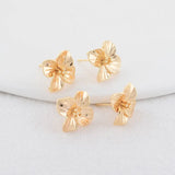6PCS 14K Plated Brass Flowers Stud Earrings High DIY Jewelry Making Finding