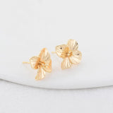 6PCS 14K Plated Brass Flowers Stud Earrings High DIY Jewelry Making Finding