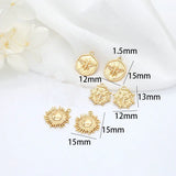 6PCS 15mm 12mm 14K Sun Round Charm Pendants DIY Jewelry Findings